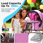 BestOffice Pet Stroller for Small Medium Dogs Cats, 4-Wheel Foldable Dog Stroller with Cup Holder, Lightweight Travel Carrier,