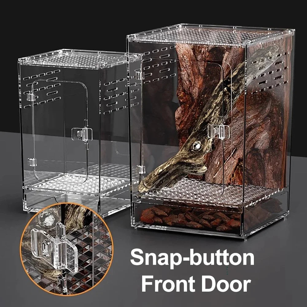 15x15x25cm Reptile Breeding Box Transparent Visable Arboreal Terrarium Habitat Insect Spider Lizard Scorpion Feeding Cage