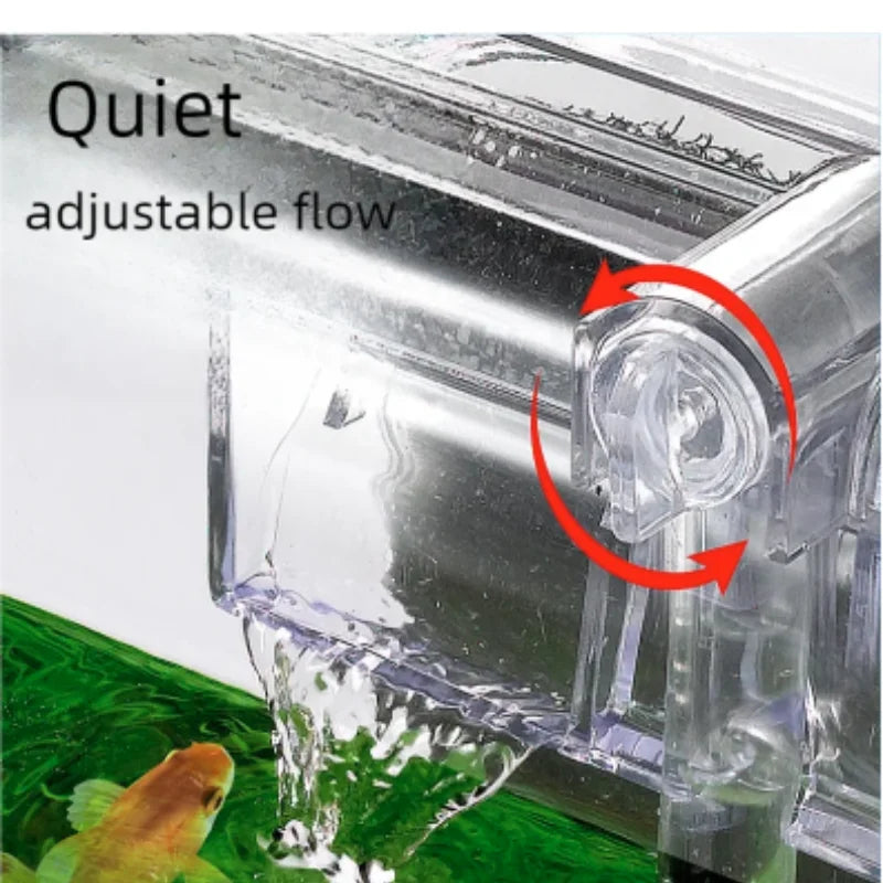Mini USB Wall-Mounted Aquarium Waterfall Filter (Small Fish Tank, Silent, Clip-On)