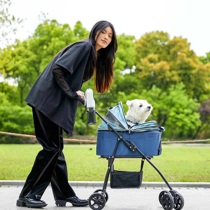 Modern Creative Pet Strollers Lightweight Foldable Cat Dog Stroller Small Pet Cart Bag Separation Troller Designer Pet Supplies
