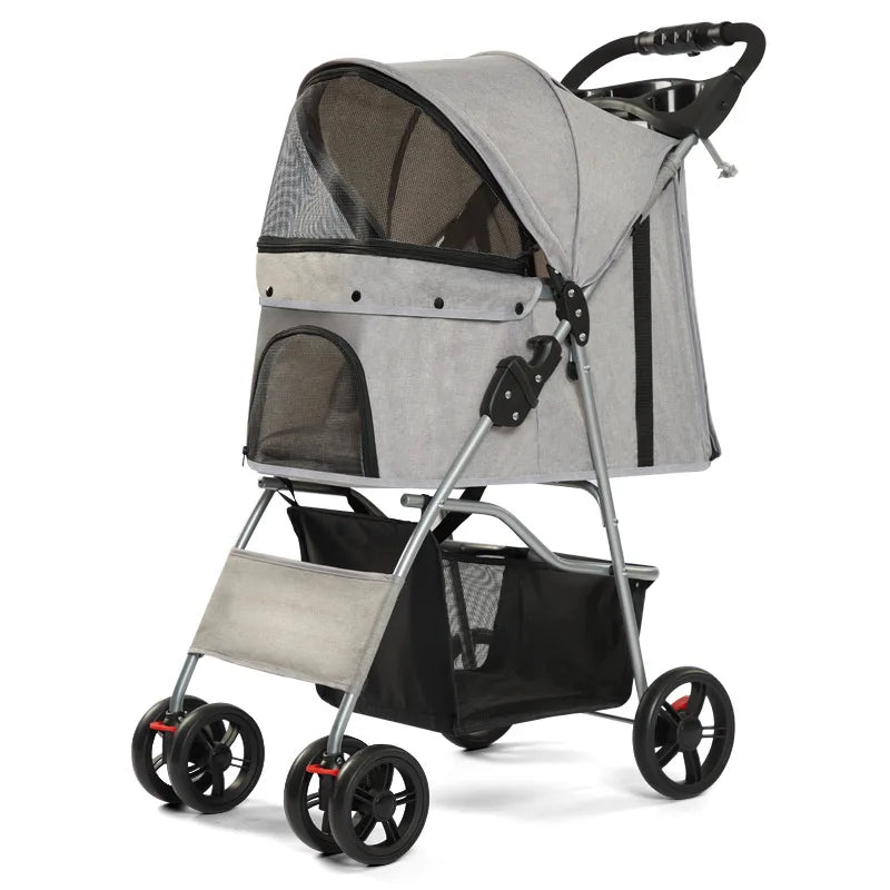Foldable lightweight pet, cart is portable and breathable when going out, universal travel trolley for cats and dogs