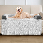 Calming Extra Large Plush Dog Bed (45x37in, Grey)