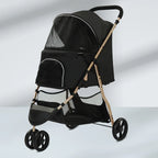 Pet Stroller Lightweight, 3-Wheel Dog Cat Carrier for Small to Medium Pets, Portable Travel Cart, Outdoor Walking
