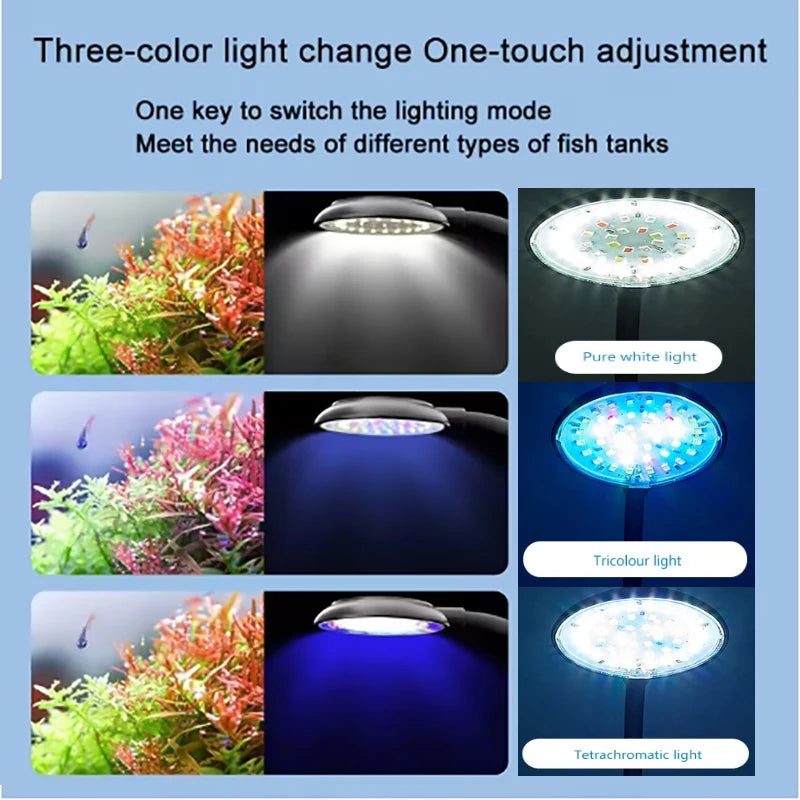 USB LED Aquarium Clip Lamp (5V, 5W/7W, Fish Tank Lighting, Flexible Neck)