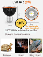 Professional 3W Reptile Lamp UVA UVB5.0 UVB10.0 Lmap LED Bulb Turtle Tortoise Lizard Basking Sunlight UVB Bulb Lighting