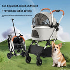 STLFLightweight Foldable 4-Wheel Pet Stroller for Medium and Large Dogs Teddy Babies and Small Pets Convenient Travel Cart
