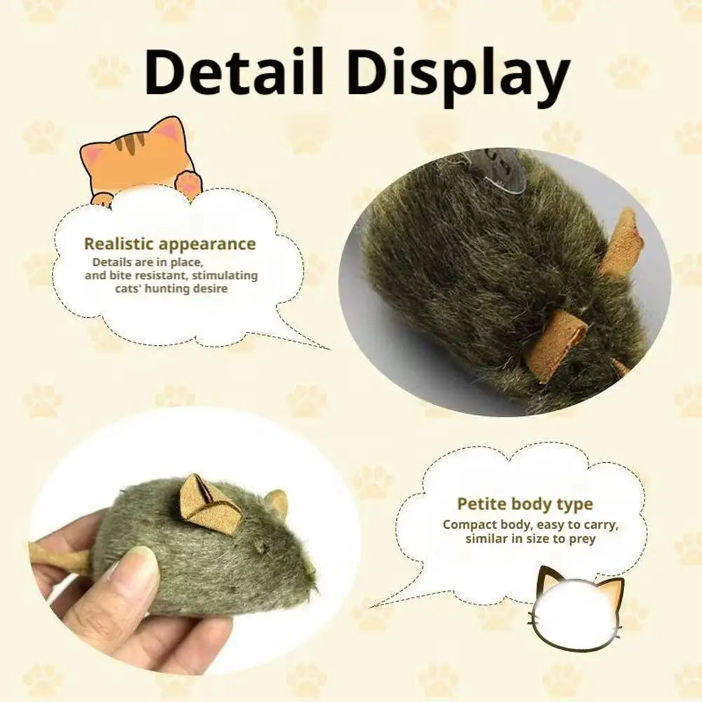 3-Pack Automatic Chirping Plush Mouse Cat Toy Set — Bite-Resistant Interactive Kitten Mice