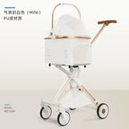 Lightweight White High View Pet Stroller One-click Foldable Cart for Small Medium Dogs Cats Outdoor Travel Pet Supplies Hot Sale