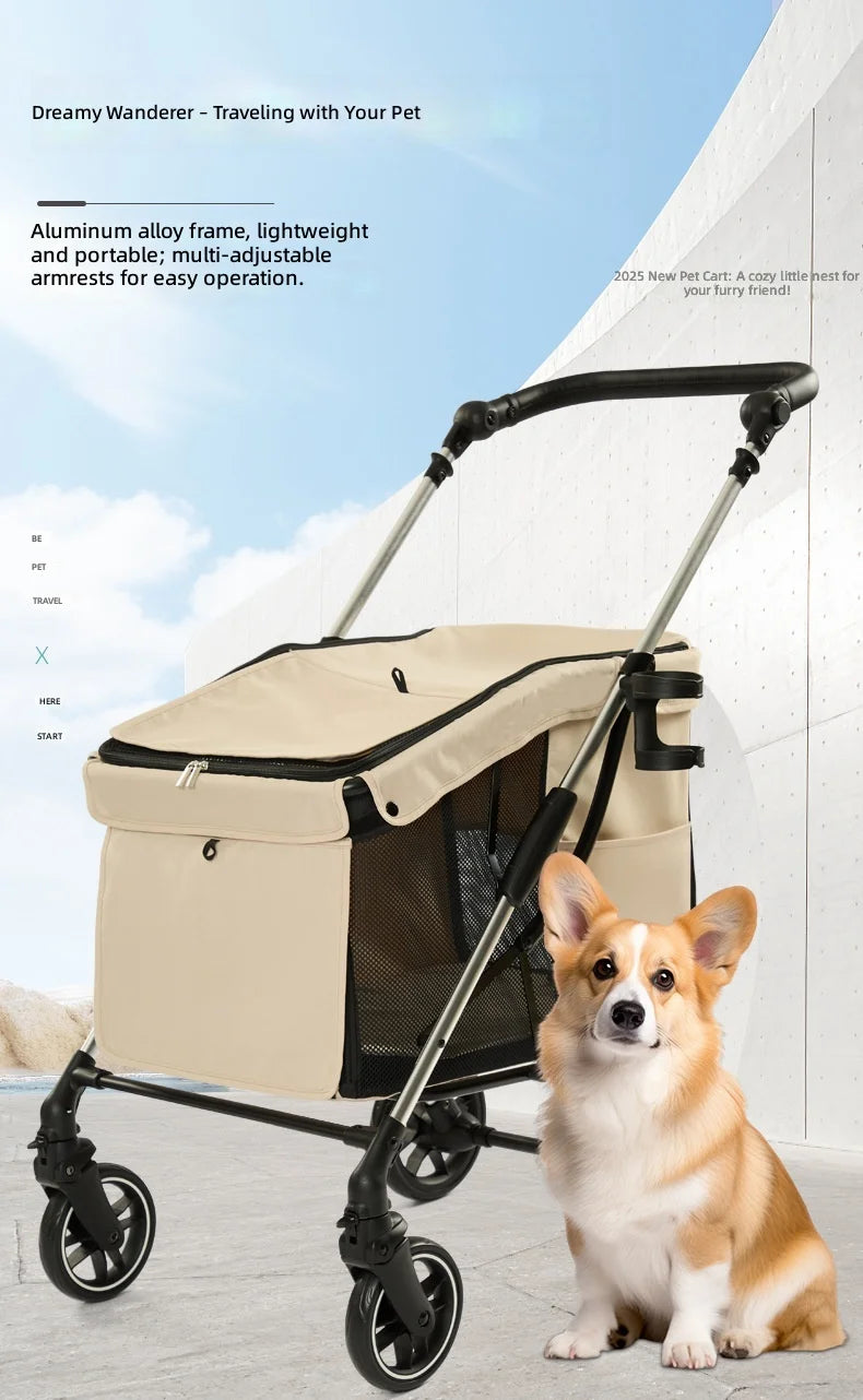 Pet Stroller for Large Dogs and Cats, Foldable Portable Carrier for Elderly and Disabled Pets, Durable and Comfortable Design