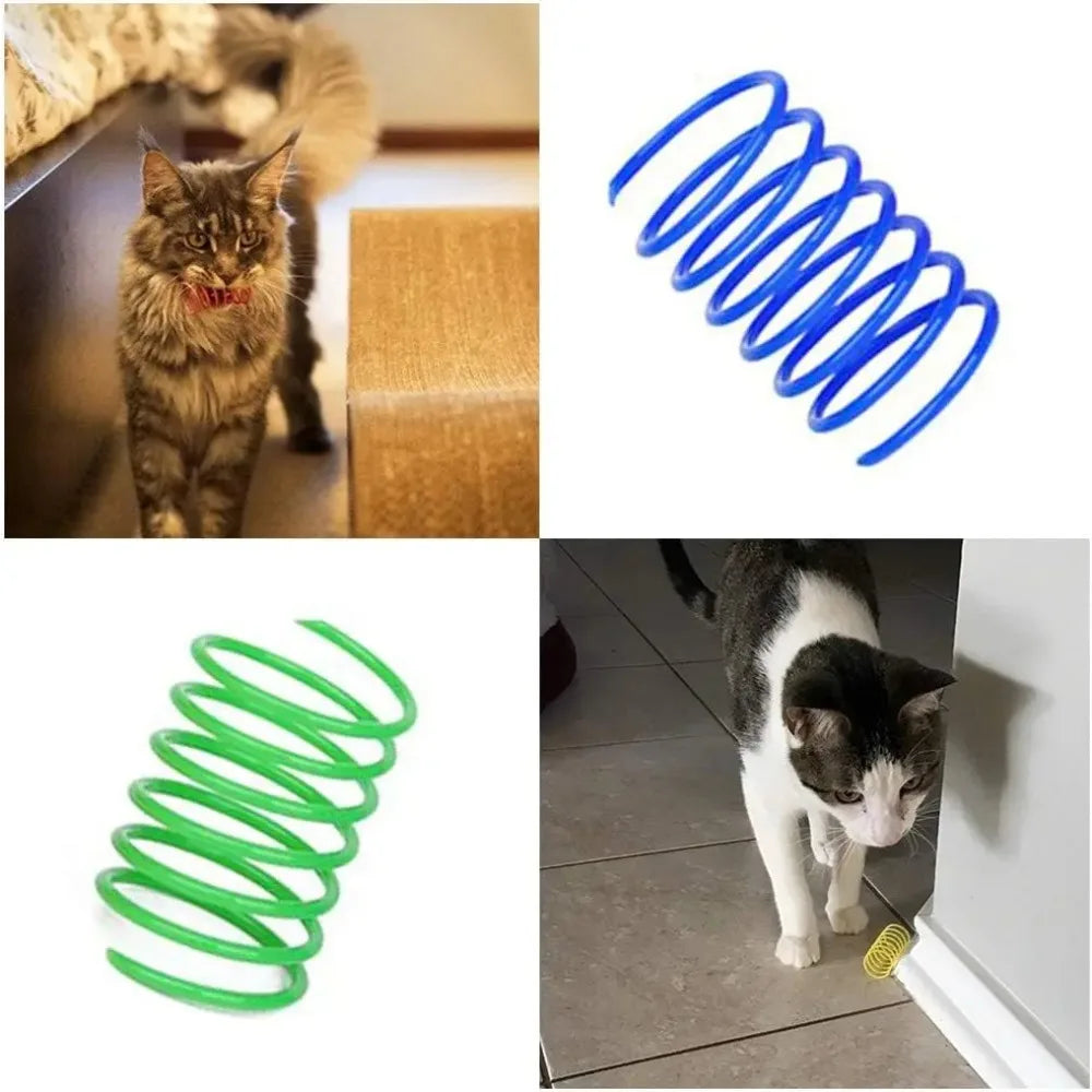 4-Pack Colorful Plastic Spring Coil Cat Toy — Indoor Kitten Swatting & Hunting Toy Set
