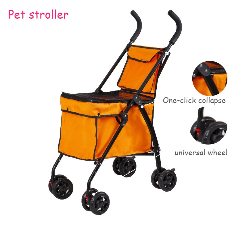 Lightweight Foldable Pet Stroller, Heavy Duty Oxford Fabric Dog Shopping Cart with Storage Basket for Outdoor Walking