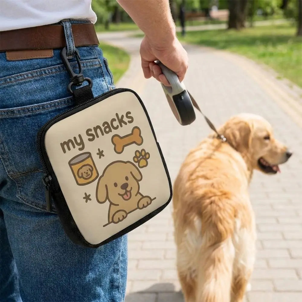 Portable Dog Treat Pouch Transparent Window Zipper Closure Pet Snack Bag Waterproof Waist Belt Clip Dog Reward Bag
