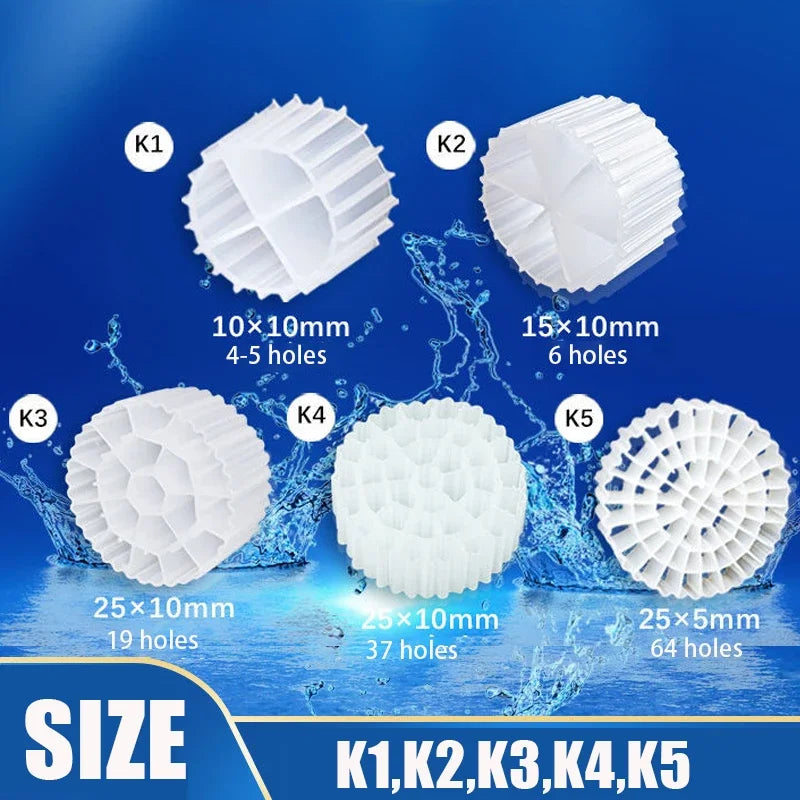 MBBR Aquarium Bio Filter Media (K1–K5, Koi Pond, Fluidized Bed)