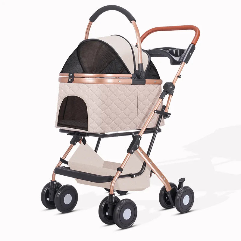 Pet stroller stroller outing, small pet stroller lightweight and foldable for outdoor travel