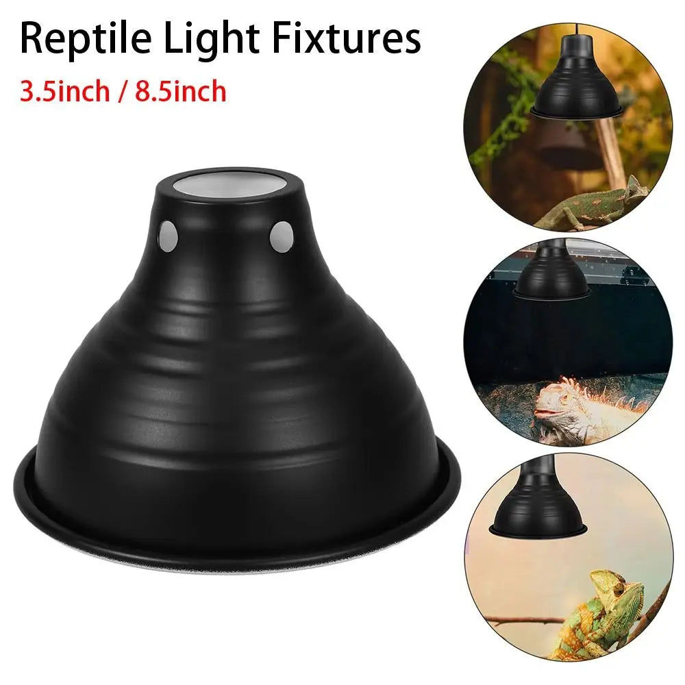 1Pcs Dome Heating Reptile Light Fixtures Aluminum Black Animals Heat Lamp Protector Lampshade Shell