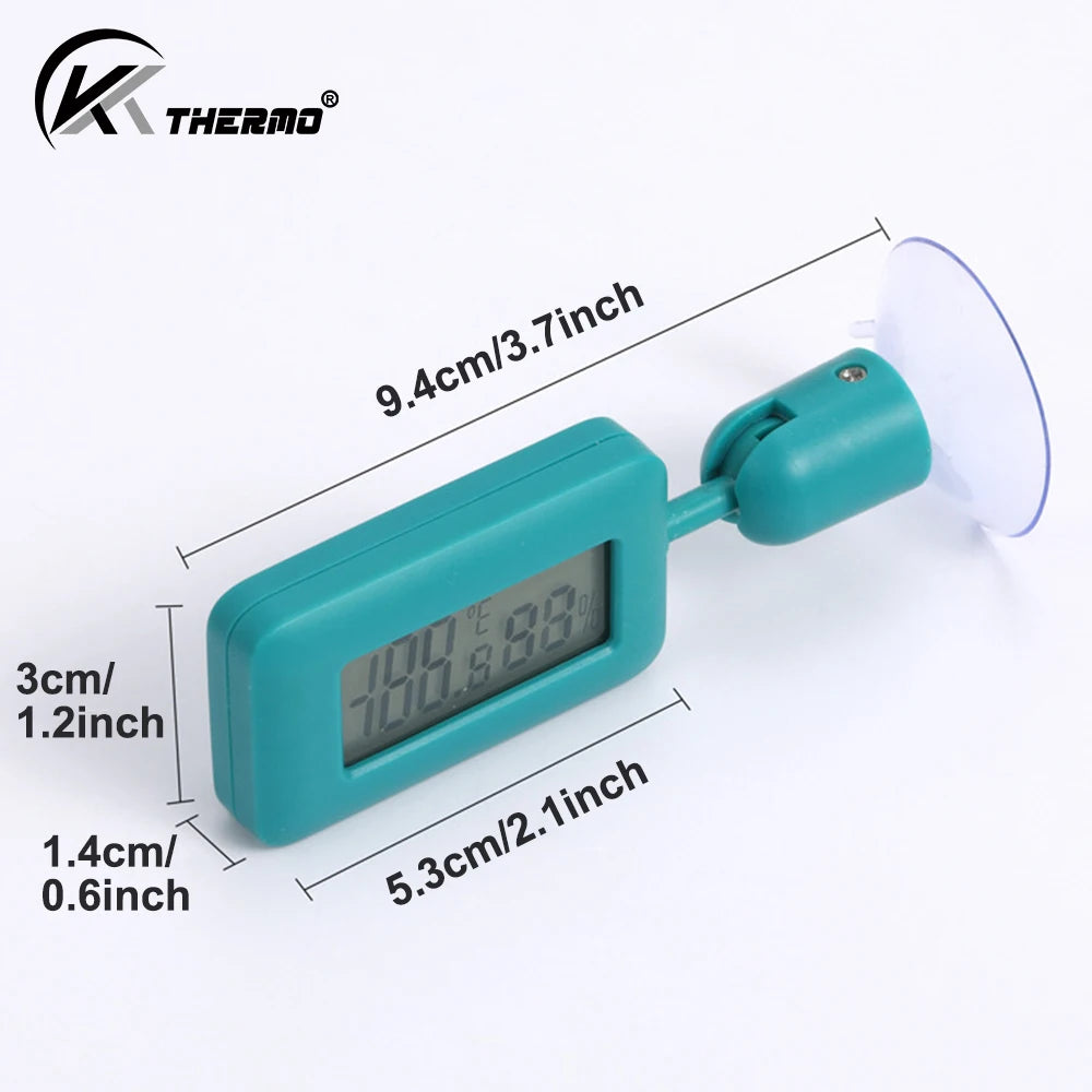 Mini Digital Reptile Thermometer 360 Degree Rotating Luminous Suction Cup Hygrometer For Lizards Snakes Spiders Accessories