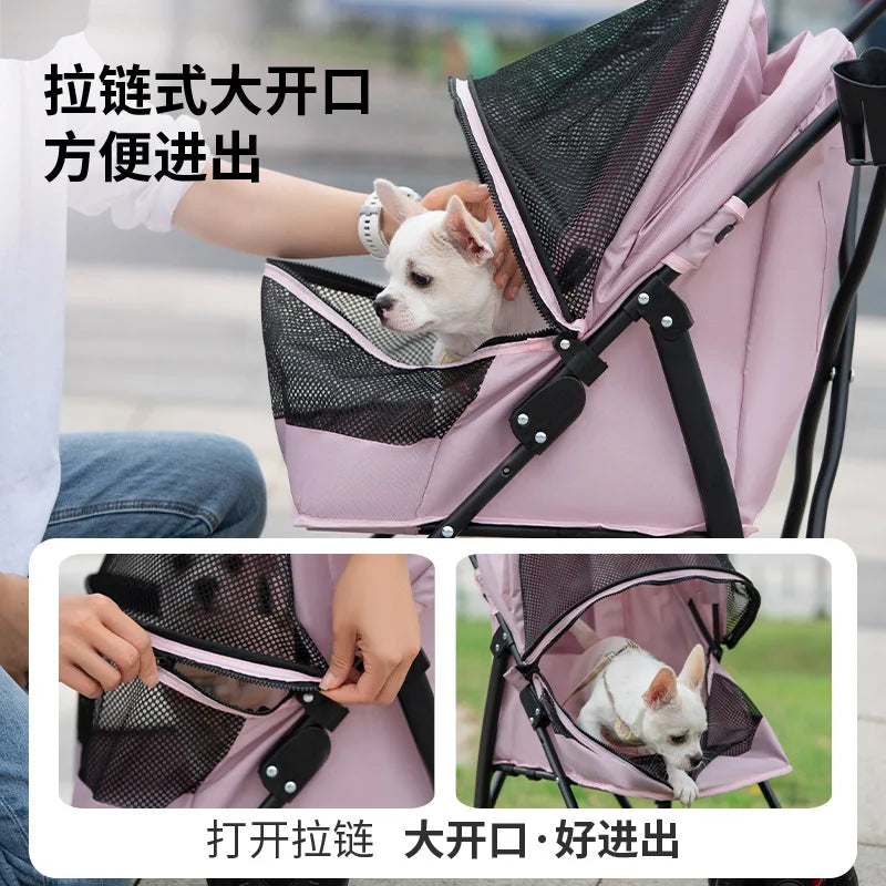 Pet Stroller, Cat Dog Stroller Cat Teddy Bear for Outdoor Activities Lightweight and Foldable Small Pet Dog