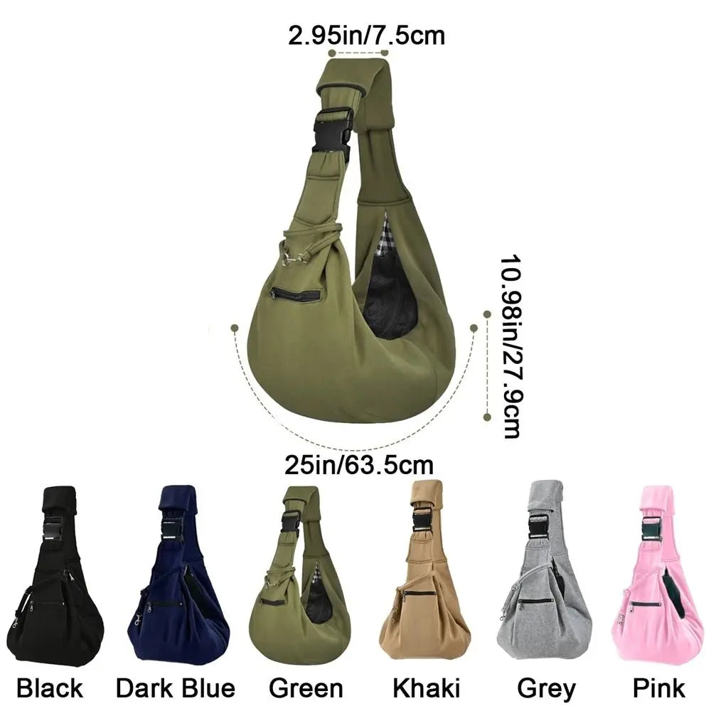 Double-Sided Pet Crossbody Carrier Bag (Large Capacity, Safety Harness)
