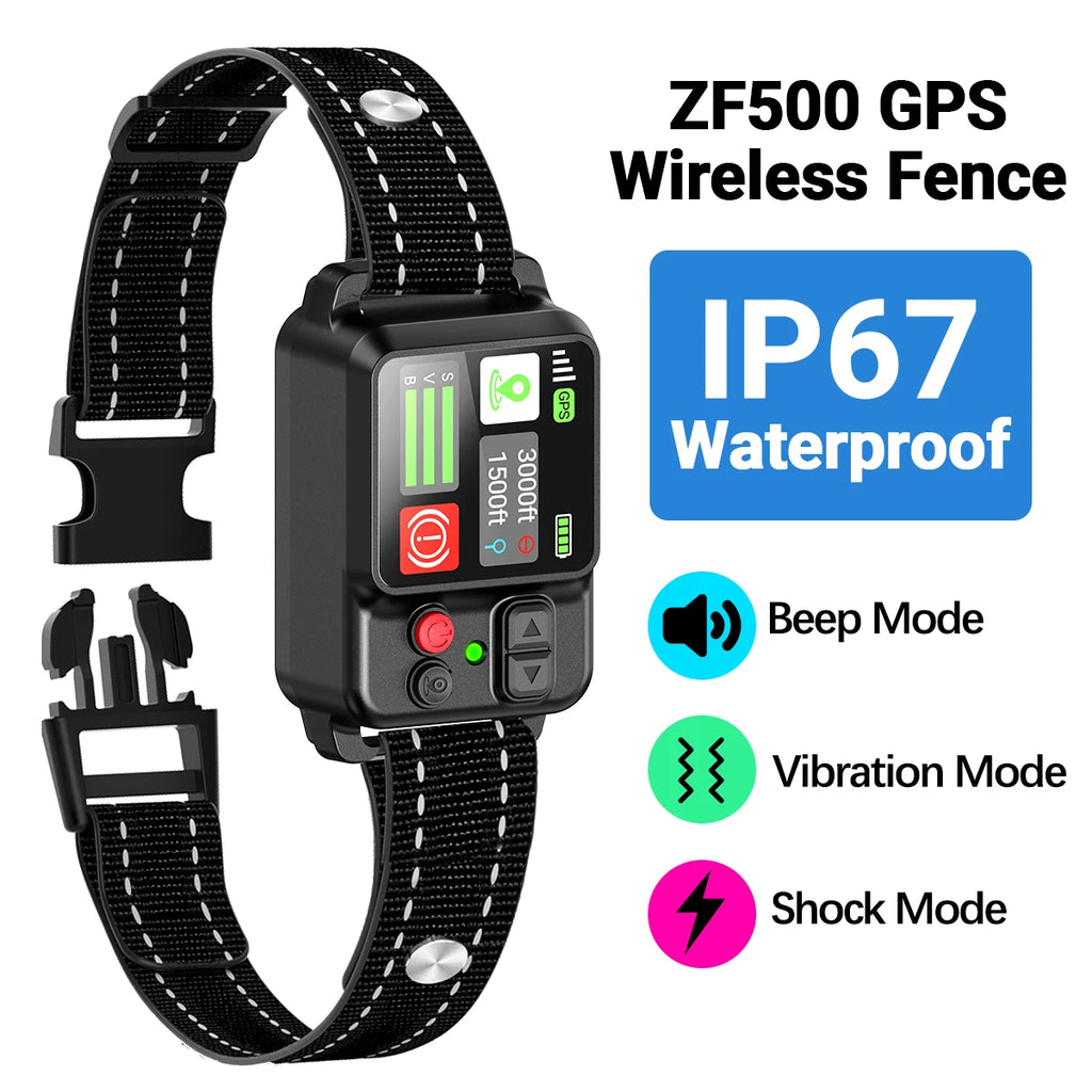 Orcleab IP67 Waterproof GPS Wireless Electric Fence System for Dogs - Adjustable Warning Strength for Outdoor Use