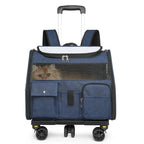 Foldable 2-in-1 Rolling Pet Carrier Backpack with Wheels (Dual-Use, Ventilated, Travel-Ready)