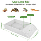 Tortoise Food Dish Plastic Turtle Food and Water Bowl Tortoise Habitat Accessory with Anti-Slip Ramp Turtle Reptile Bathing Pool