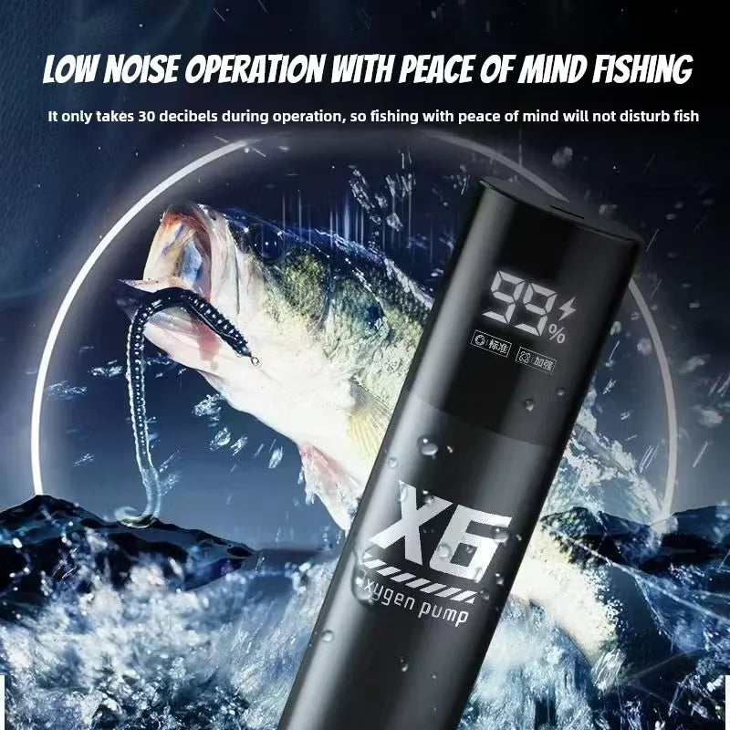 5W USB Rechargeable Oxygen Pump for Outdoor Fishing/Aquarium, Portable Aerator with 48H Runtime for Night Fishing