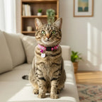 Adjustable Cat Collar with Quick-Release Safety Buckle — Cat Face Pendant & Bell Anti-Lost Necklace