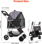 Pet Travel with Mesh Material, Unspecified Color, Foldable, Detachable Carrier & Brake, 35 lbs Capacity