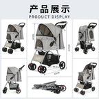 Foldable lightweight pet, cart is portable and breathable when going out, universal travel trolley for cats and dogs