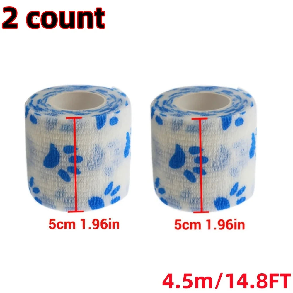 Pet Dog Cat Medical Breathable Elastic Bandage Non-woven Pet Self Adherent Wound Outdoor Retractable Sports Tape Dog Accessories