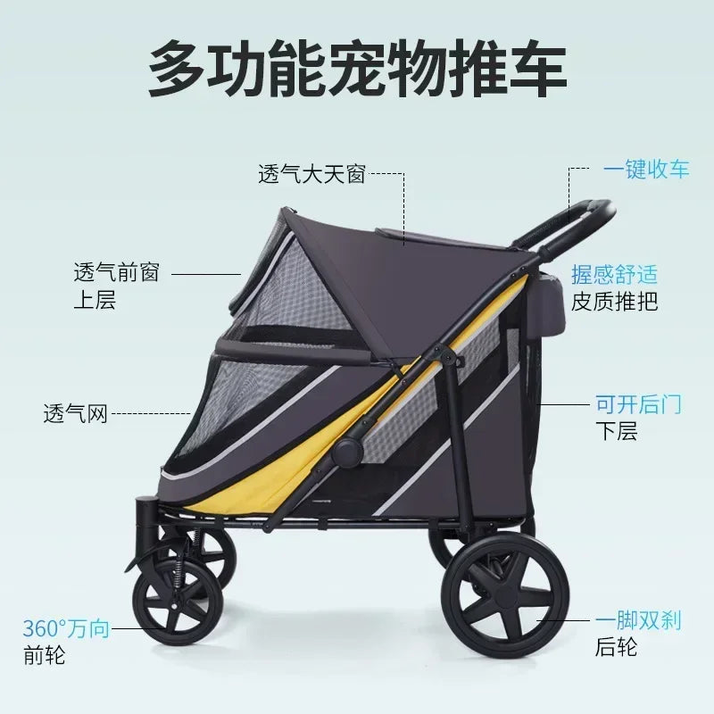 Multi Functional Pet Cart Lightweight And Foldable Multiple Cats Dogs And Outdoor Carts