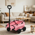 Lightweight Pet Pull Wagon Portable Foldable Pet Trolley 4-Wheel Dog Wagon Adjustable Handle Foldable Dog Carrier for Trip