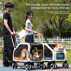 Pet Travel Luggage Cart with Folding Handlebar - Durable Oxford Fabric, Large Capacity, Breathable Mesh, Quiet Wheels