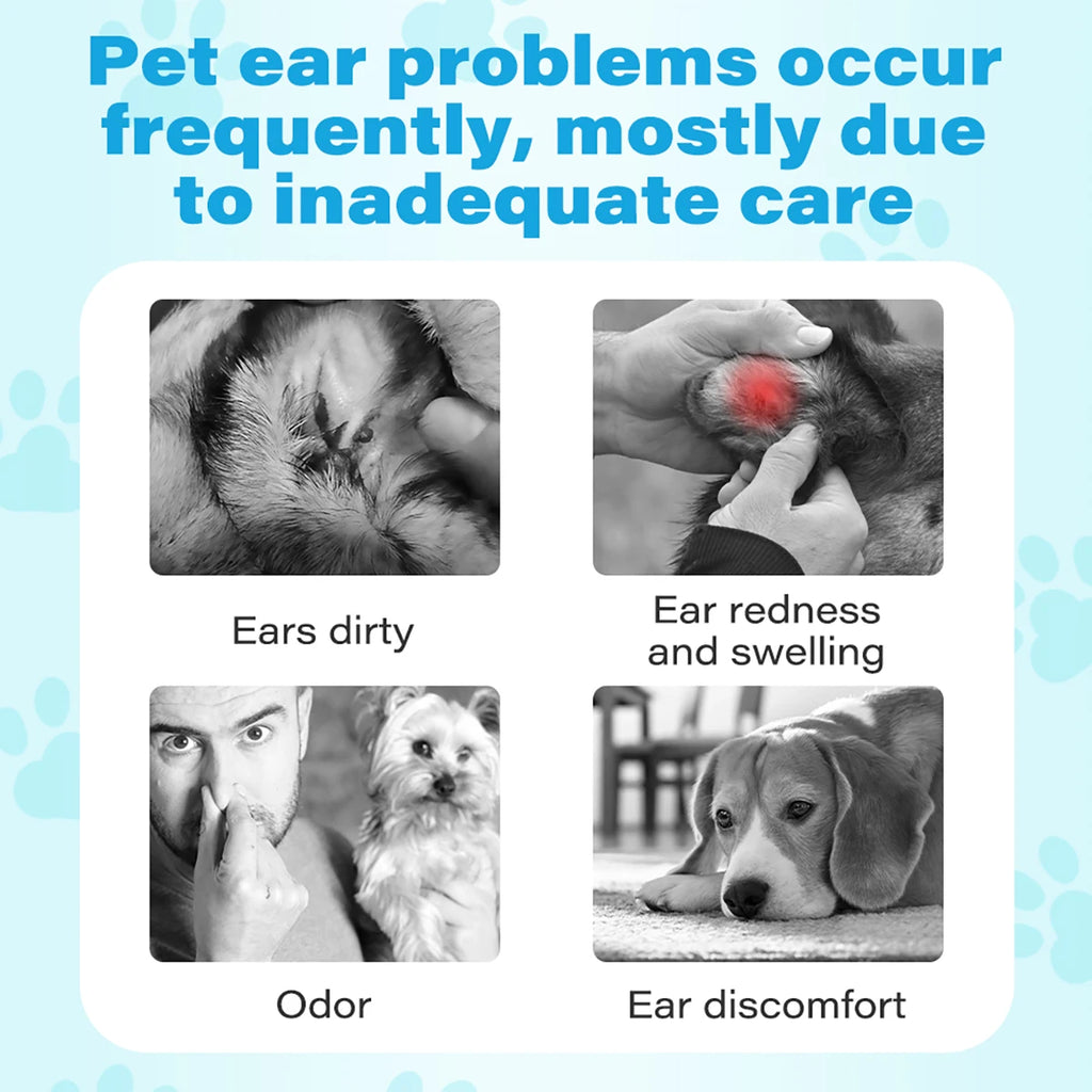 Dog Cat Ear Cleaning Wipes Gentle Non-Irritating Disposable Removes Wax Odor Control Lint Free Travel Friendly All Breeds Daily