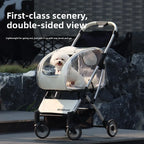 2026 Transparent Pet Stroller For Small Medium Dogs Lightweight Foldable Detachable Portable Outdoor Carrier Anti Tipping Design
