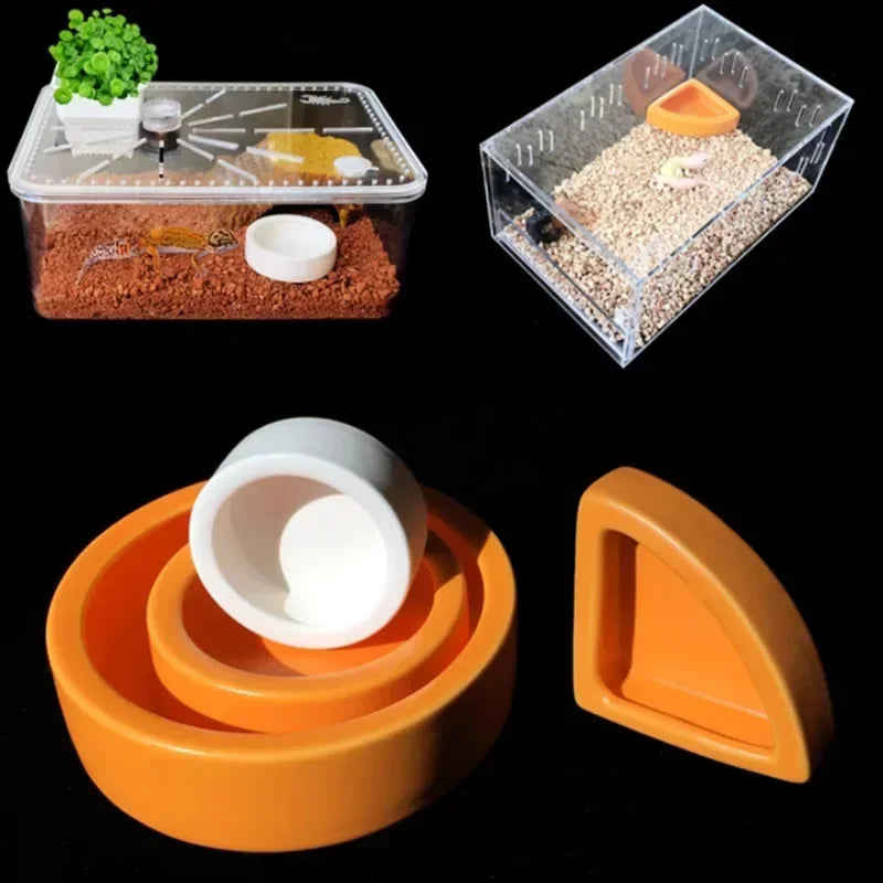 Ceramic Aquarium Pet Reptile Feeder Bowl Basin Food Water Pot Reptile Turtle Tortoise Scorpion Lizard Crabs Supplies 6.8cm