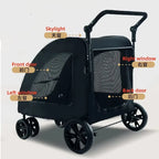 Luxury Foldable Pet Stroller for Dogs And Cats with Sunroof Breathable Mesh Large Jogger Cart Aluminum Plastic