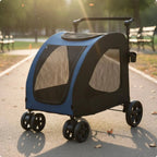 Foldable Dog Stroller Lightweight Feline Stroller Pet Pushcart Large Size Dog Stroller Mesh Sides for Park