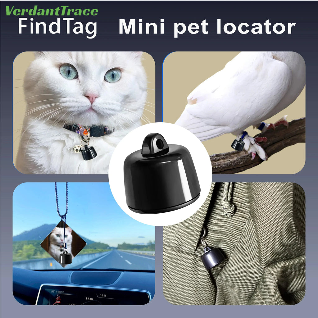VerdantTrace Mini GPS Pet Tracker for Dogs, Cats & Birds - Waterproof with Real-Time Tracking & 3-Day History