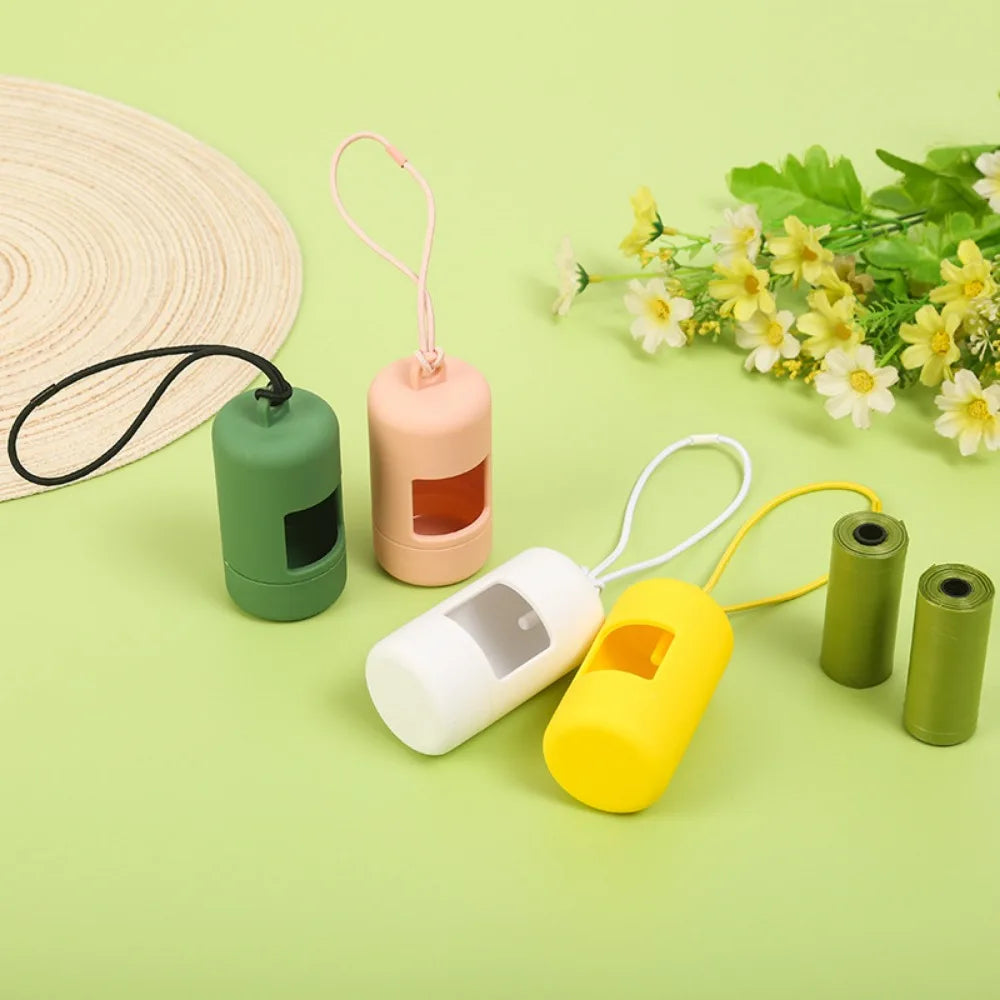 Candy Color Dog Poop Bag Holder (Plastic, Hanging Rope, Portable)