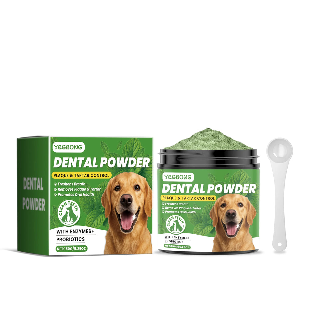 Yegbong 150g Dog Teeth Cleaning Powder - Gentle Dental Care for Pets - Removes Tartar, Stains & Bad Breath - Whitens Teeth