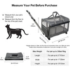 Large Rolling Pet Carrier with Wheels (up to 30lbs, Breathable, Collapsible)
