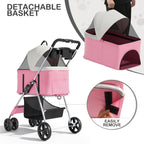Pet Outdoor Travel, Pink, 3 in 1 Foldable, Detachable Carrier, Push Button Entry