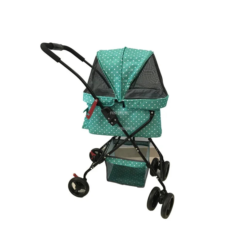 Fashion Universal Wheel Pet Stroller, Lightweight Foldable Dog Cat Cart, Compact Indoor Outdoor Carrier, Modern Pet Travel Gear