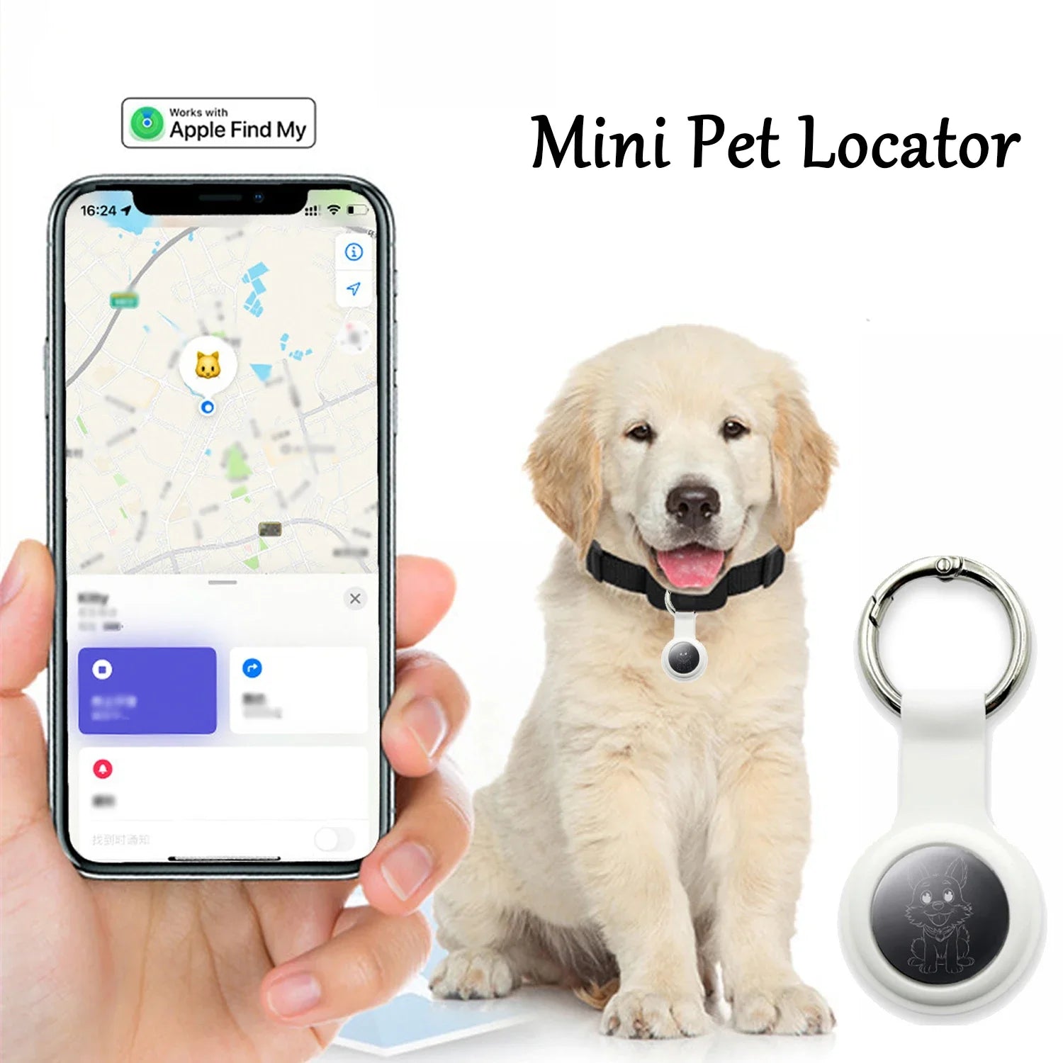 Mini AirTag-Sized GPS Locator for Cats & Dogs - Find My Compatible (32×8mm)