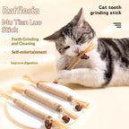 Natural Wood Knotweed Cat Teething Stick Set with Raffia & Sisal Rope