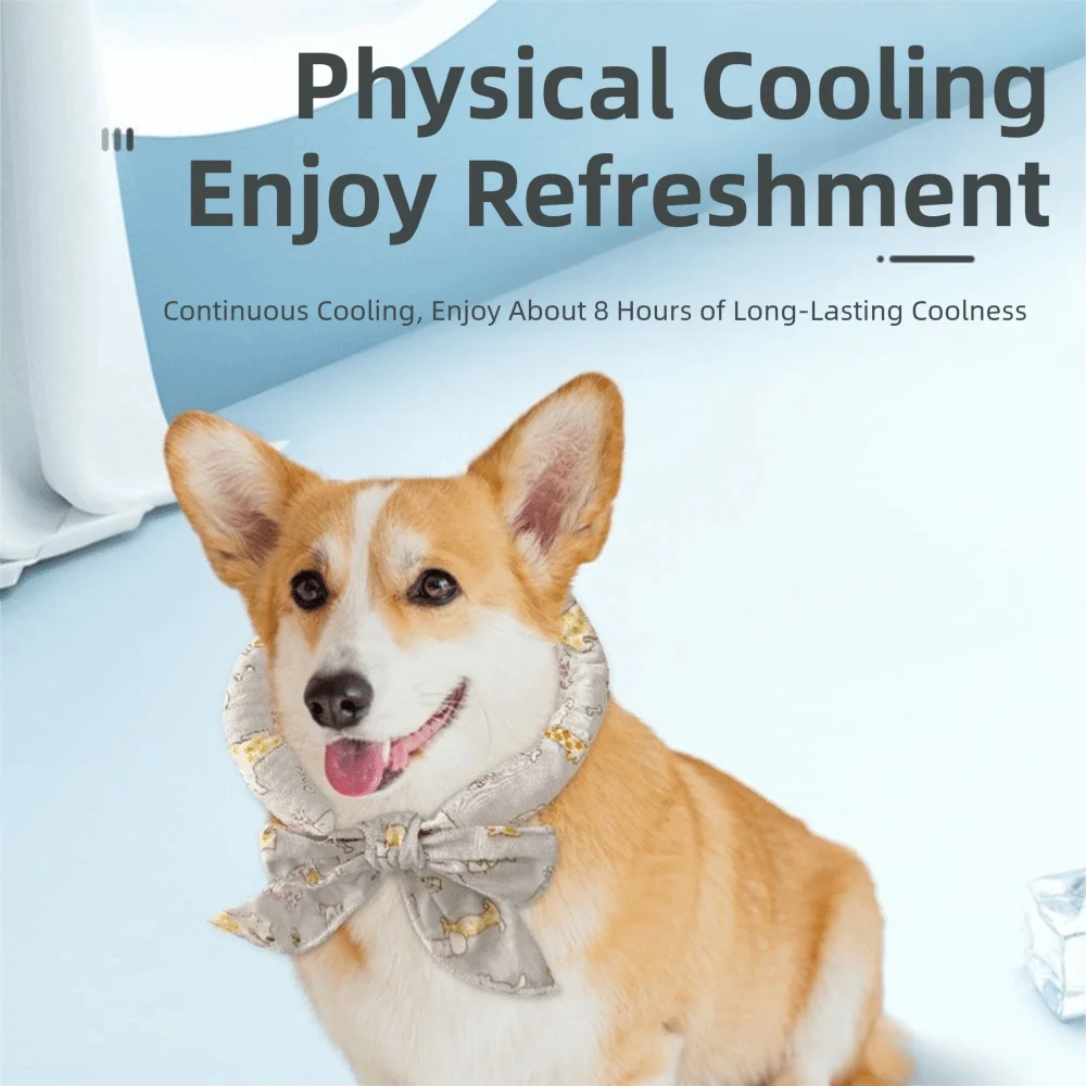 2Pcs Cute Print Pet Cooling Ice Scarf Adjustable Breathable Towel Pet Cool Neck Ring Fast Cooling Reusable Puppy Ice Collar