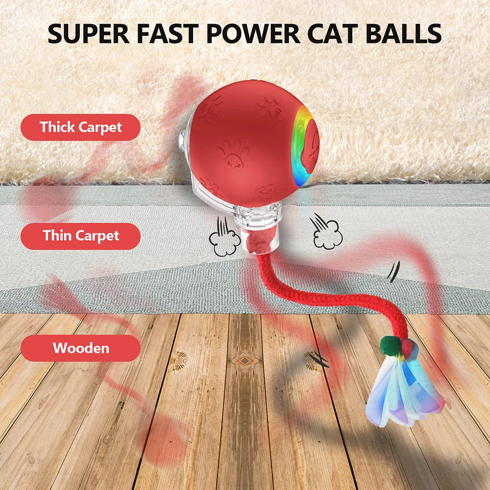Motion-Activated Self-Rotating Cat Ball Toy — Fast Rolling Anti-Depression Interactive Ball for Indoor Cats