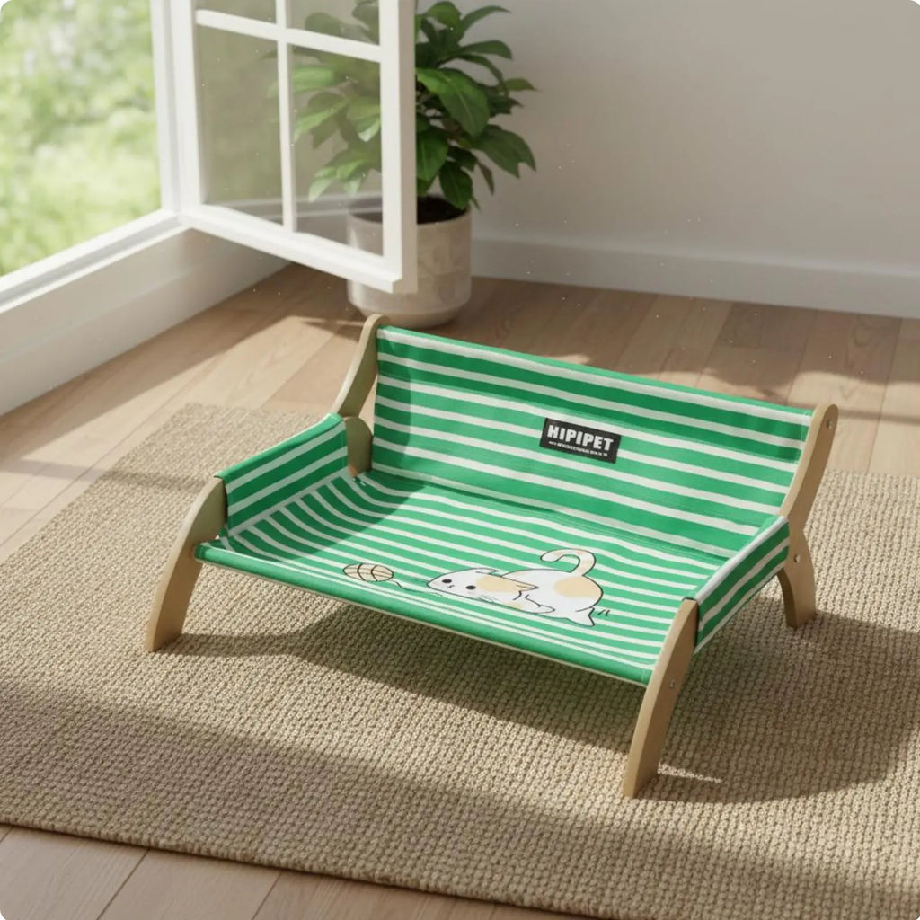 Elevated Wooden Pet Cot, Breathable & Moisture-Resistant (Summer)