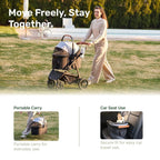 3-in-1 Pet Stroller for Medium Dogs & Cats, Detachable Aluminum Frame Carrier, All-Terrain 4-Wheel Dog Travel Carriage, Shock Ab